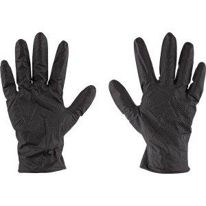 Guante Desechable de Nitrilo Negro con Grip Diamantado y Flocado en Algodón - Imagen 1